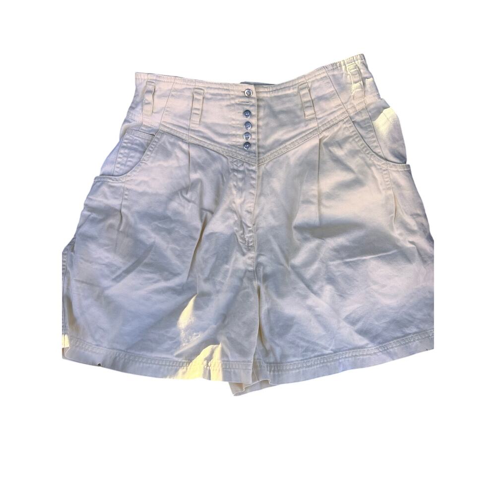 Vintage Together! High Waist Cotton Shorts Cream Button Waist Missy 12 90s